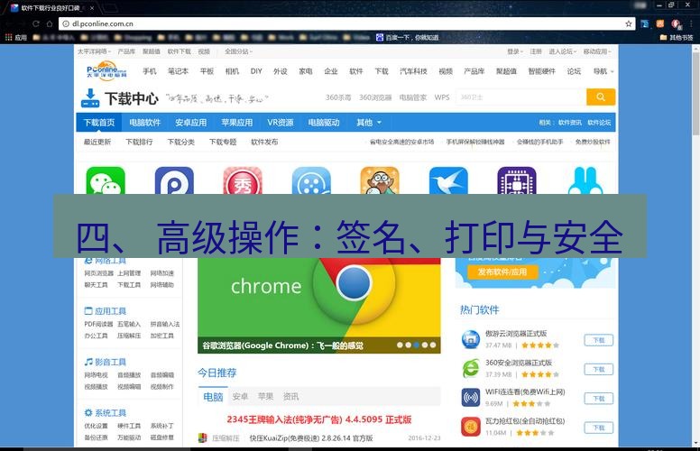 谷歌浏览器下载 四、 高级操作：签名、打印与安全